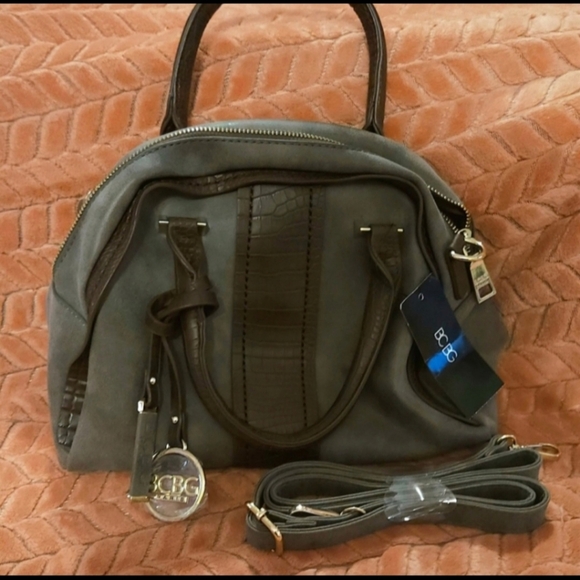BCBG Paris Handbags - 🆕️ BCBG Satchel | Brown | Faux Suede | Faux Croc | NWT | Handbag | Shoulder Bag